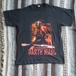 Vtg Star Wars Darth Maul Graphic Tee - Black and Red Mens Large